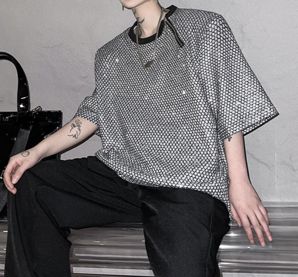 メッシュ ハーフスリーブ デザインTシャツ