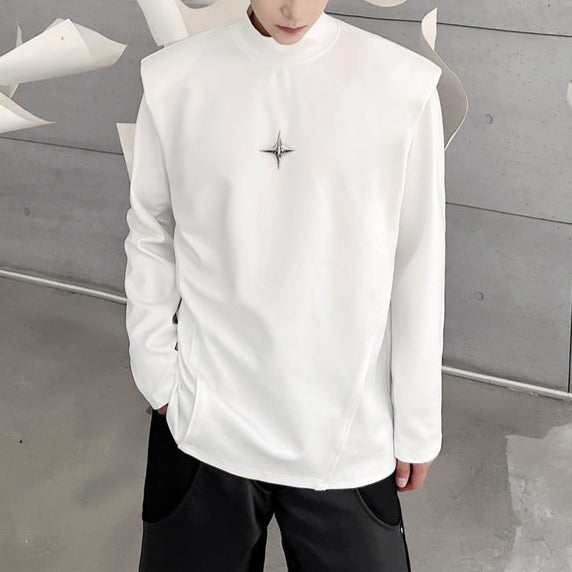 ハイネック パッドショルダー ロングスリーブTシャツ