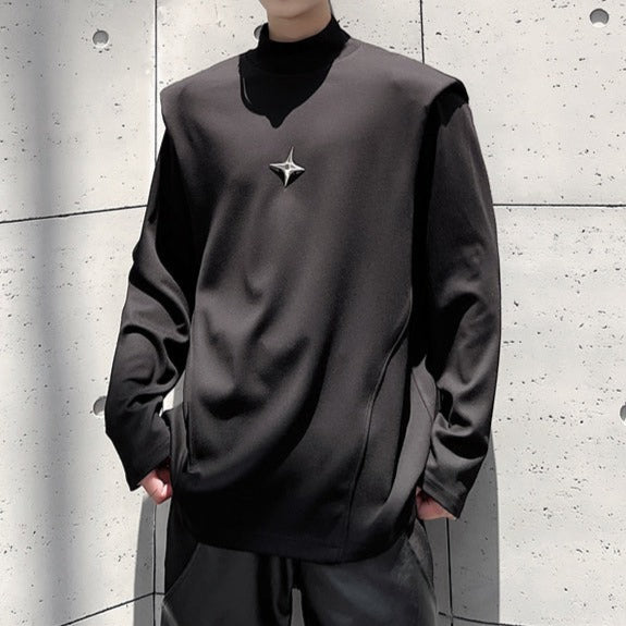 ハイネック パッドショルダー ロングスリーブTシャツ