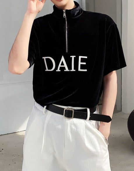ハーフジップ スタンドカラー ショートスリーブ Tシャツ
