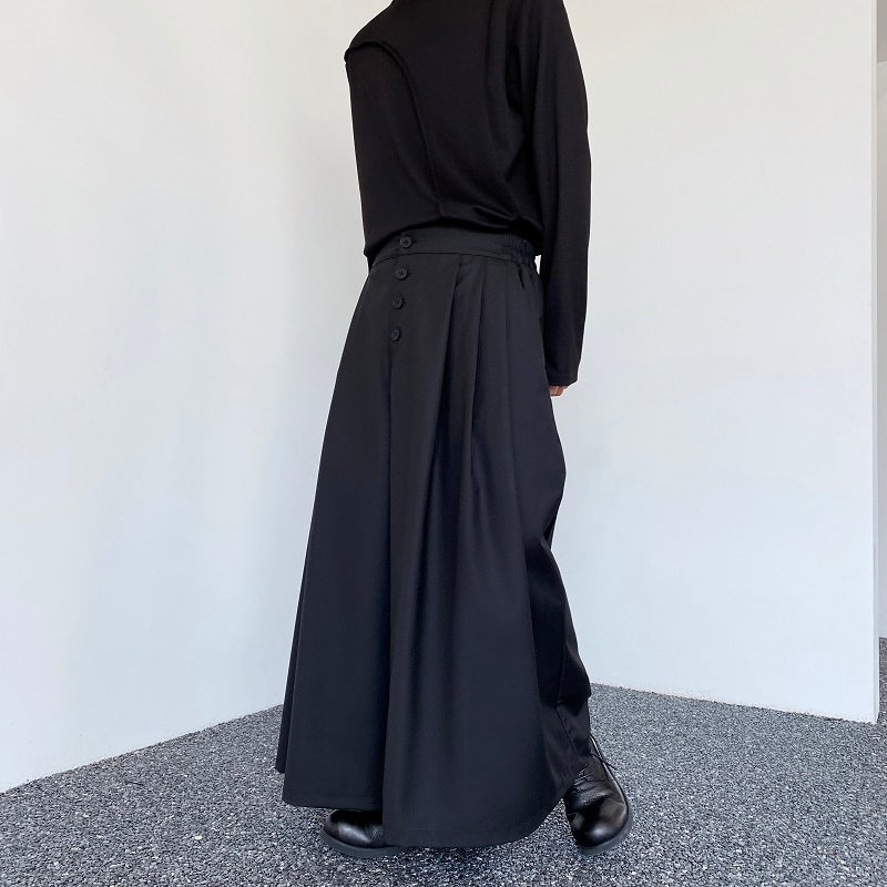 ブラックカラー ユニセックス ワイドパンツ