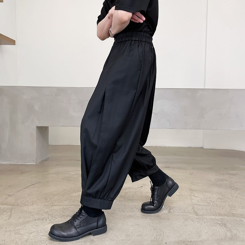 ワイドレッグ ダークカラー クロップドパンツ