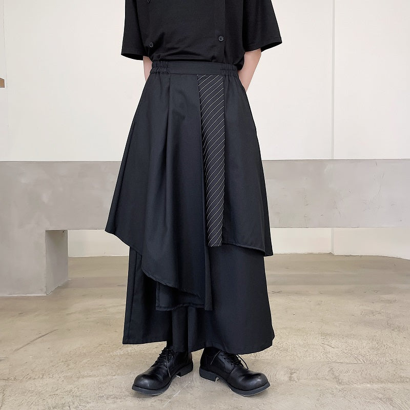 レイヤード ワイドレッグ パンツ
