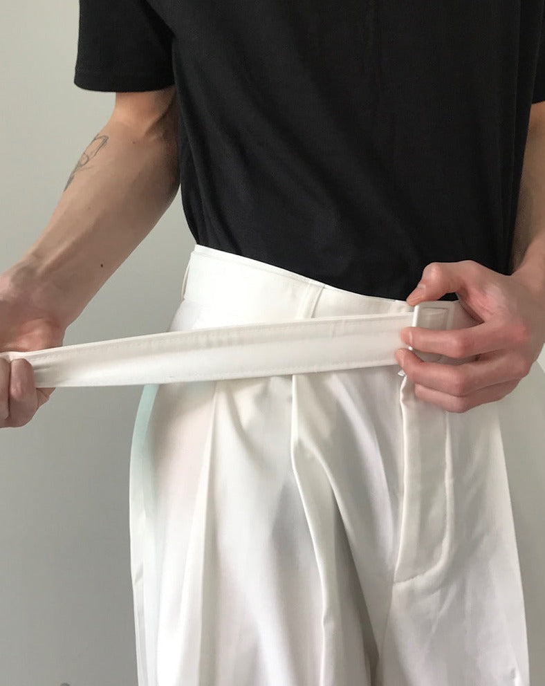 ベルト付き ストレート レッグパンツ