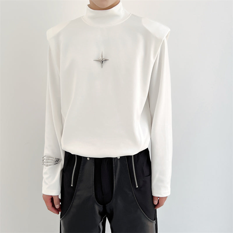 ハイネック パッドショルダー ロングスリーブTシャツ