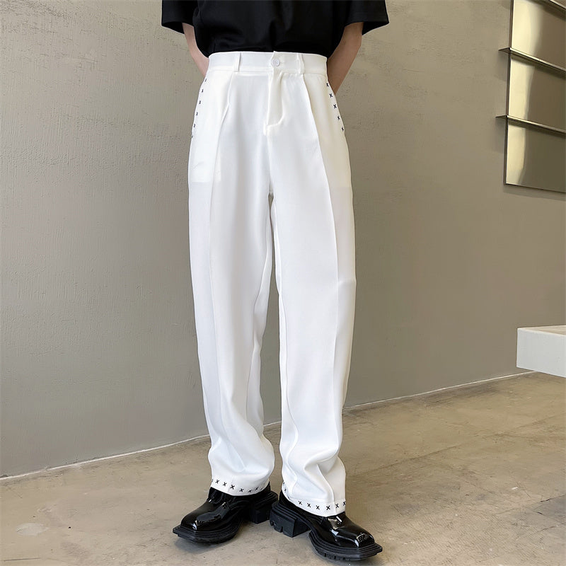 クロスステッチ デザイン ストレートパンツ