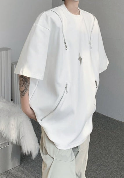 ジップ レイディアル ハーフスリーブ Tシャツ