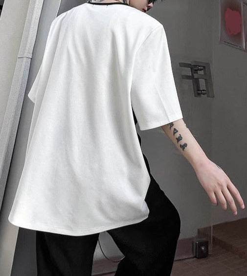 パッドショルダー ジップスリーブ Tシャツ
