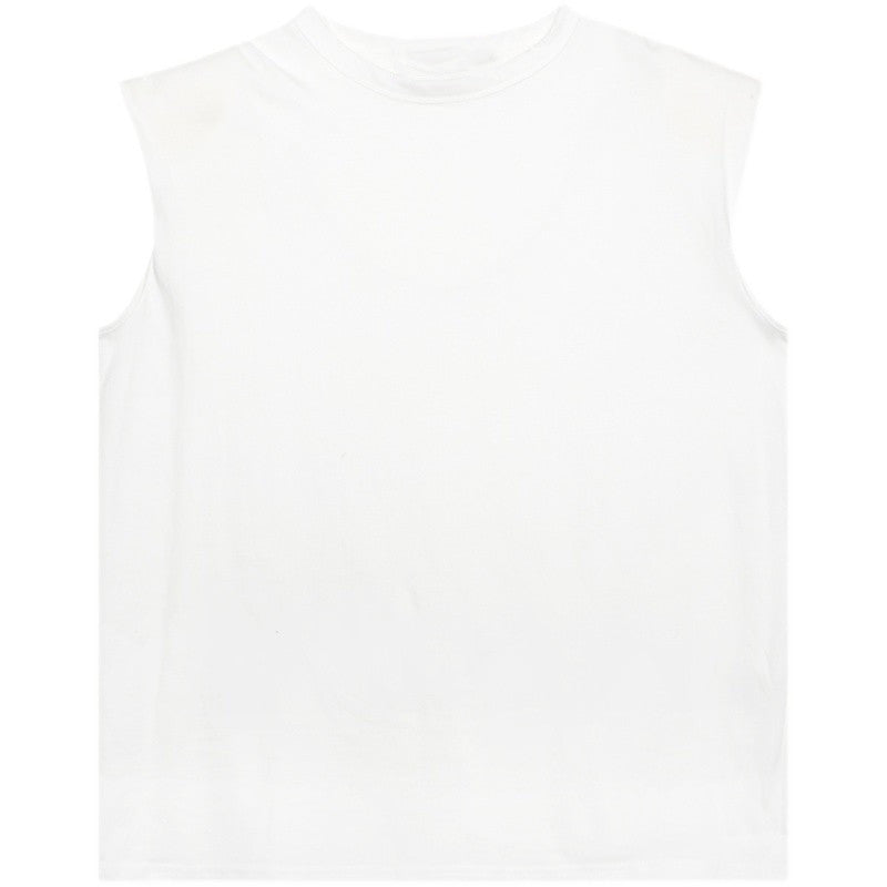 パッド ショルダー デザイン ノースリーブTシャツ