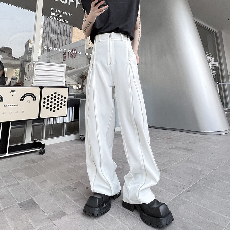ジップオープン ワイドレッグ デザインパンツ