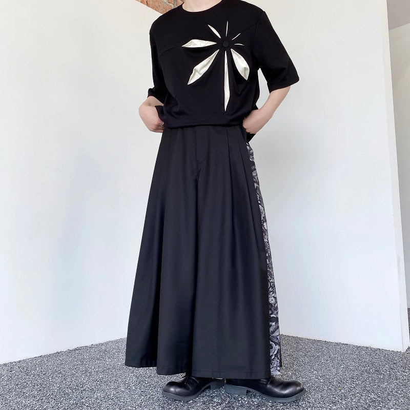 パッチワーク ワイドレッグ パンツ