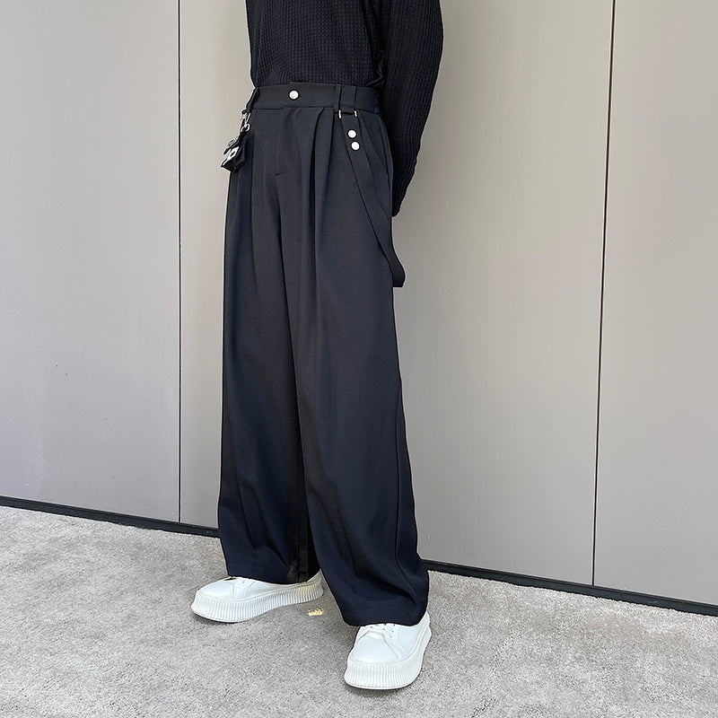 ベルトデザイン ワイドレッグ ドラッグパンツ