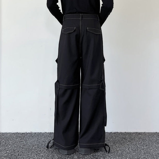 ドローストリング ワイド ブラックパンツ