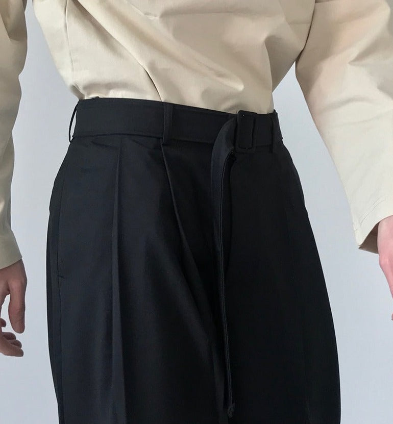 ベルト付き ストレート レッグパンツ