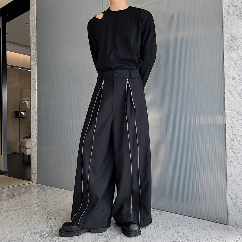 ジッパードロー ワイドレッグパンツ