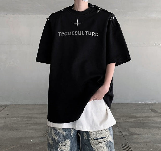 デタッチング ショルダー ハーフスリーブ Tシャツ