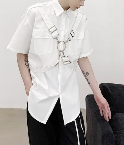 クロスストラップ ハーフスリーブ シャツ