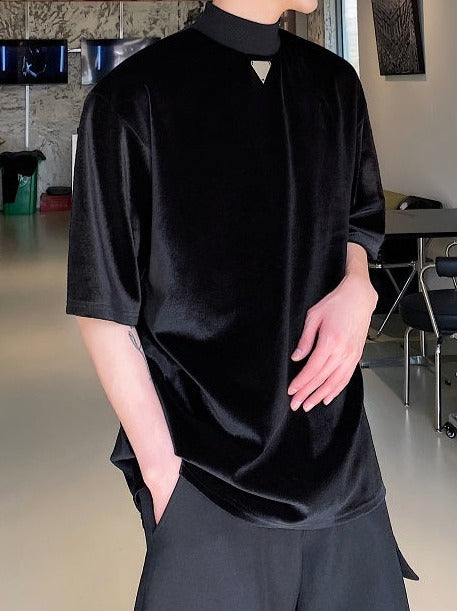 プレート ハイネック ハーフスリーブ Tシャツ