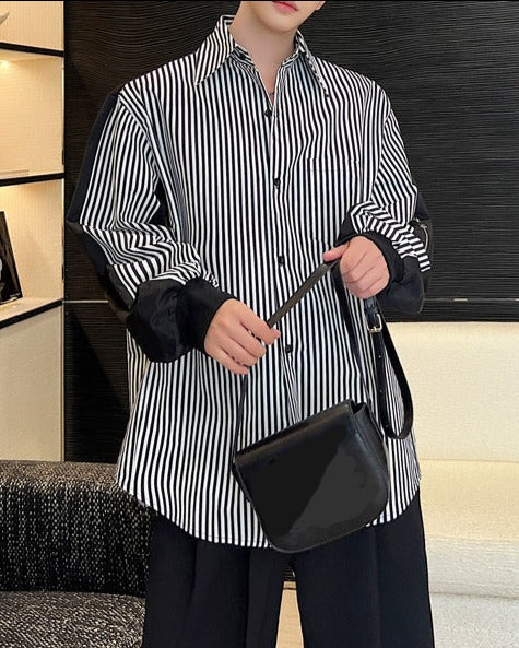 ストライプ ロングスリーブ カラーシャツ