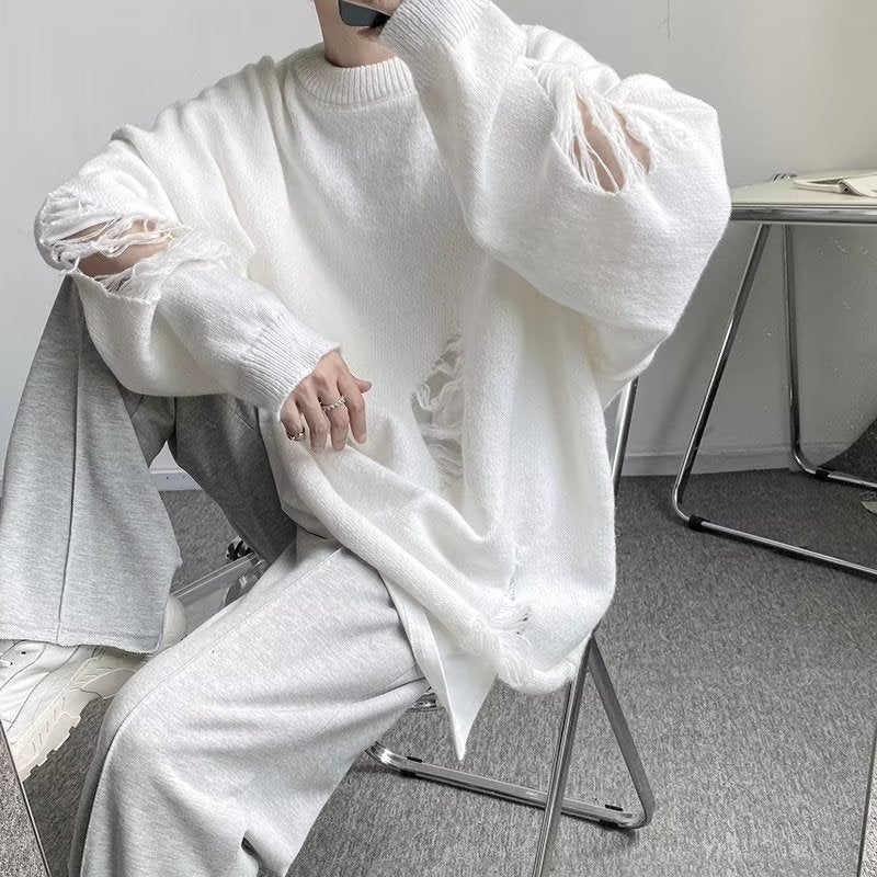 オーバーサイズ ダメージ ニットセーター