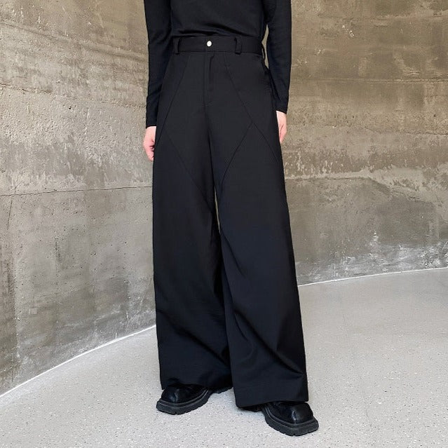 プリーツスプライシング ワイド ストレートパンツ