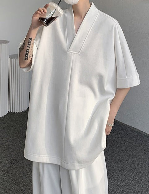 ドレープ Vネック ハーフスリーブ Tシャツ