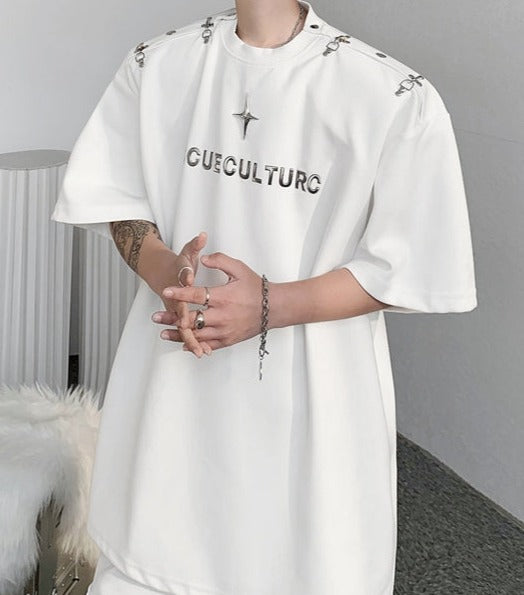 デタッチング ショルダー ハーフスリーブ Tシャツ