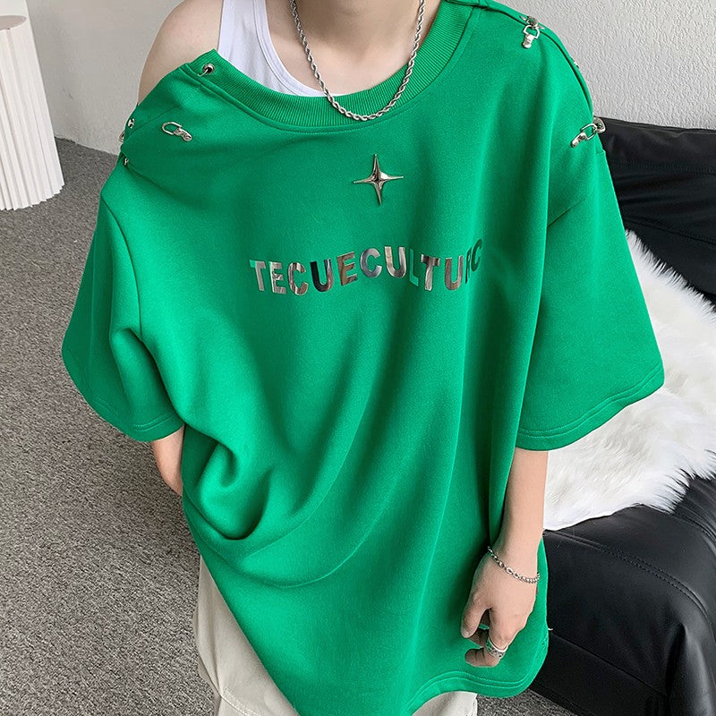 デタッチング ショルダー ハーフスリーブ Tシャツ
