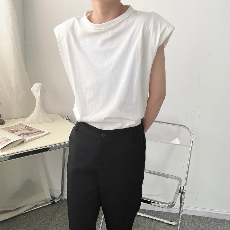 ノースリーブ パッドショルダー Tシャツ