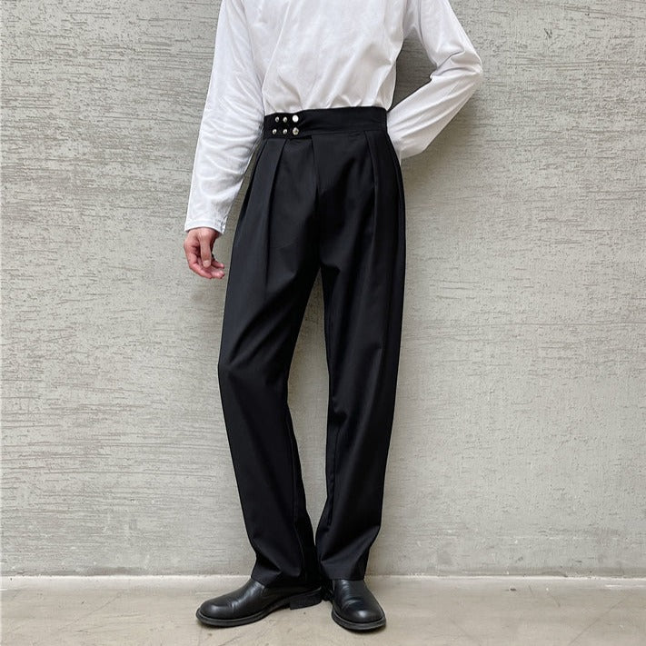 タック ストレート スラックスパンツ