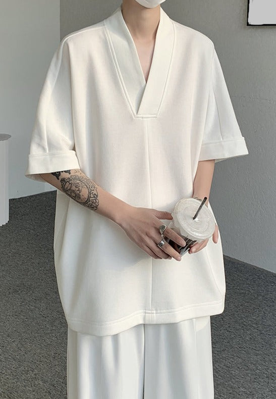 ドレープ Vネック ハーフスリーブ Tシャツ