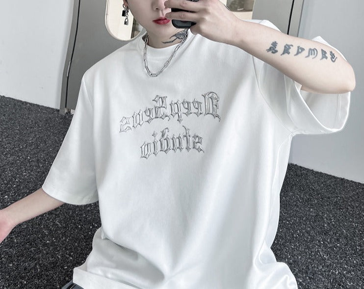 クラシックデザイン パッドショルダー ハーフスリーブTシャツ
