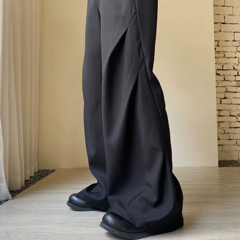 プリーツデザイン ワイドレッグパンツ