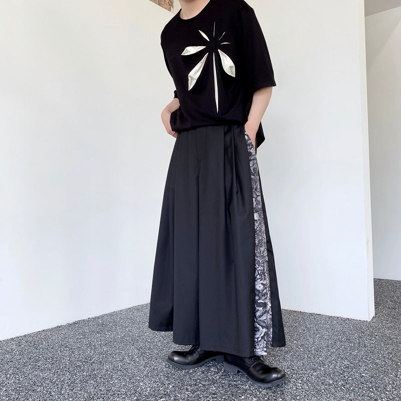 パッチワーク ワイドレッグ パンツ