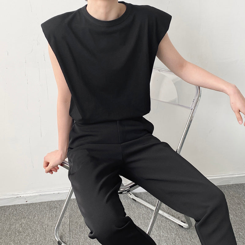 ノースリーブ パッドショルダー Tシャツ