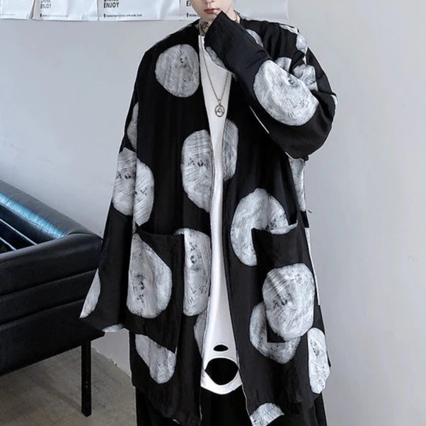 ポルカドットパターン ロングカーディガン