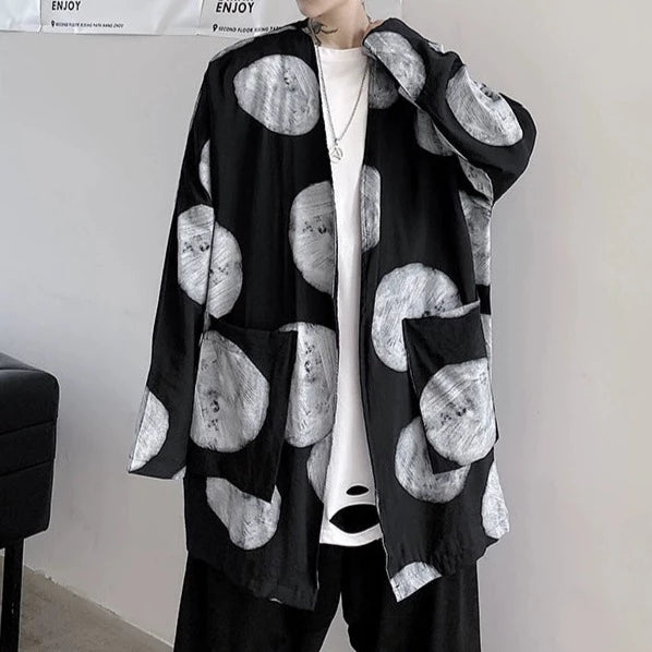 ポルカドットパターン ロングカーディガン