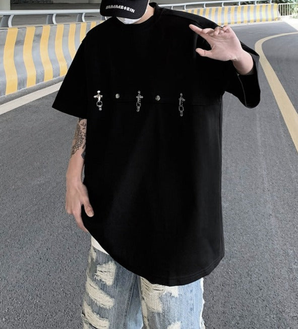 ヘビーウェイトデザイン ラウンドネック ハーフスリーブTシャツ