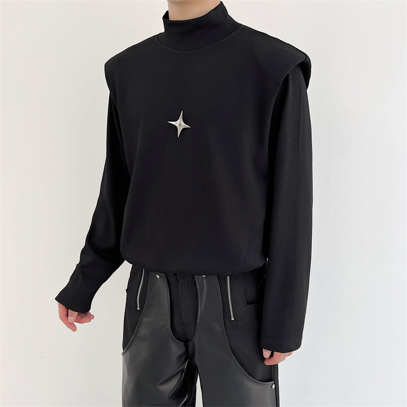 ハイネック パッドショルダー ロングスリーブTシャツ