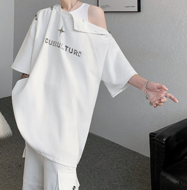 デタッチング ショルダー ハーフスリーブ Tシャツ