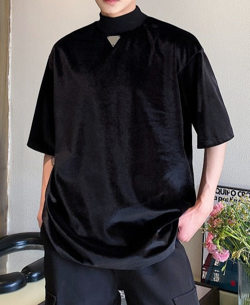 プレート ハイネック ハーフスリーブ Tシャツ