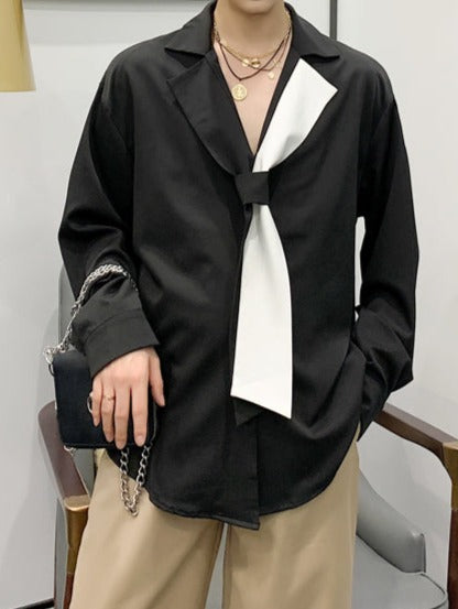 クロス タイフロント ロングスリーブ シャツ