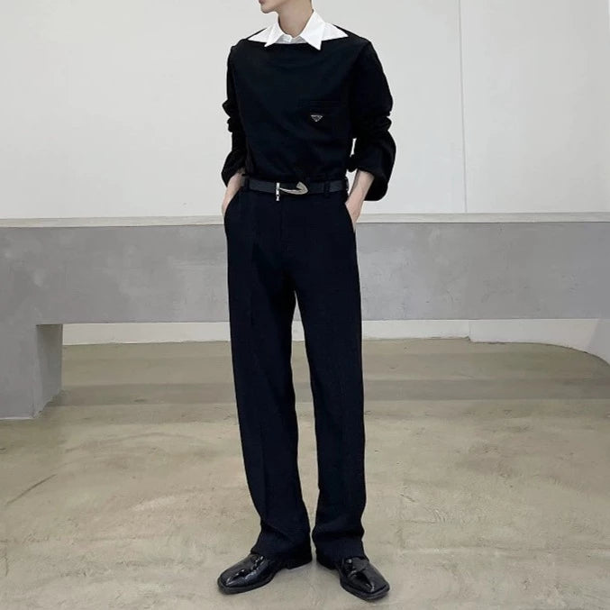 ヘム スリット スリム ストレートパンツ