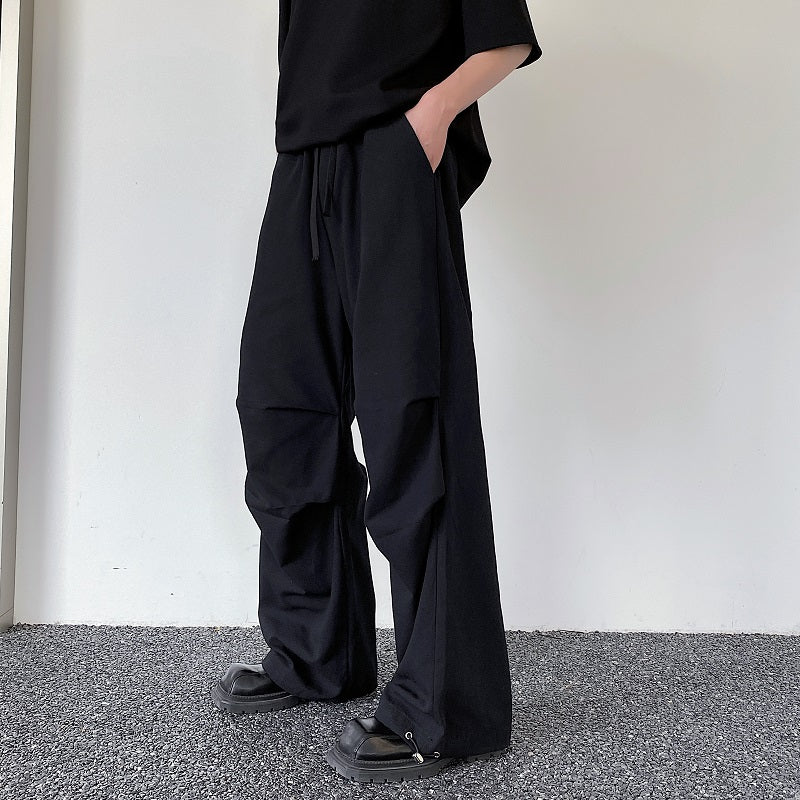 ドローストリング ワイド ストレートパンツ