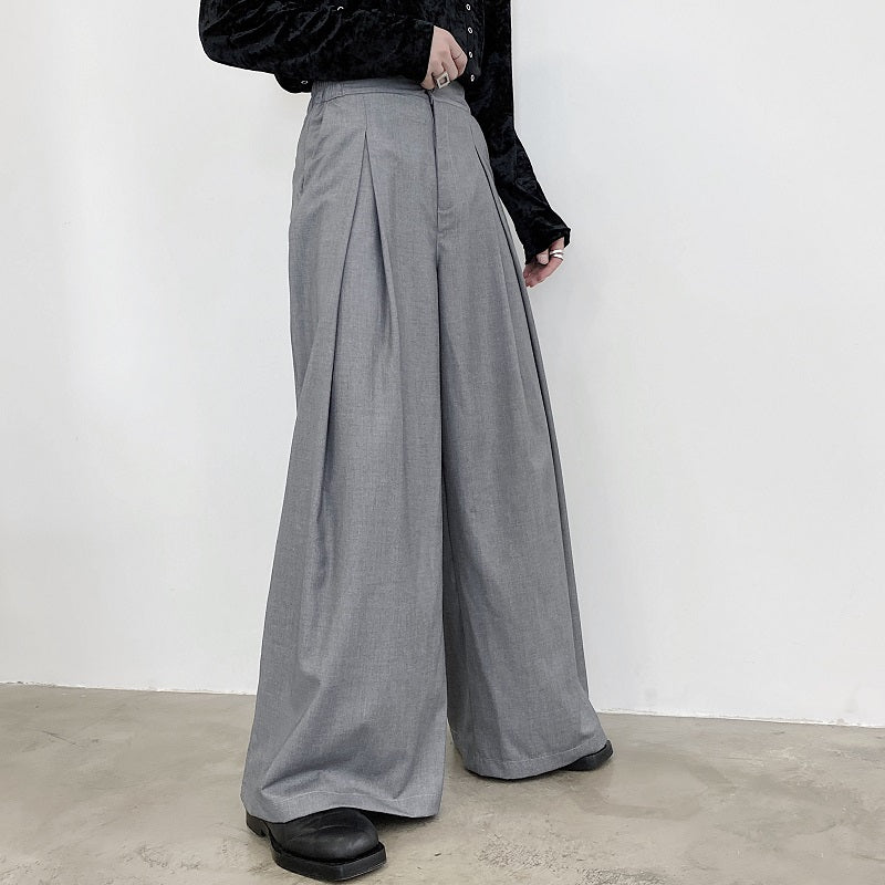 プリーツデザイン ルーズ ドレープ ワイドパンツ