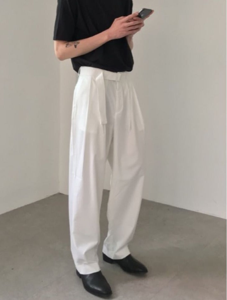 ベルト付き ストレート レッグパンツ