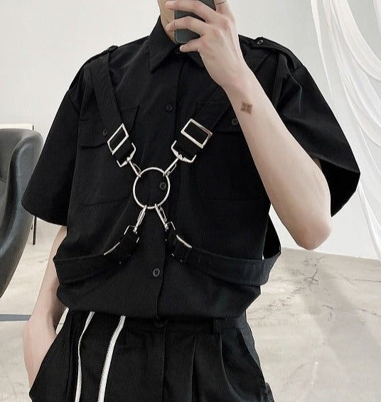 クロスストラップ ハーフスリーブ シャツ