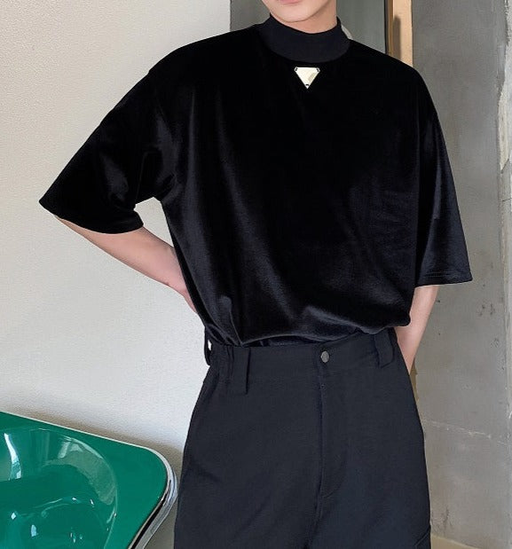 プレート ハイネック ハーフスリーブ Tシャツ