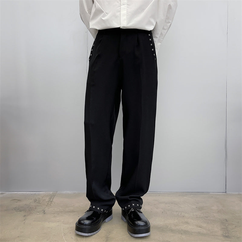 クロスステッチ デザイン ストレートパンツ