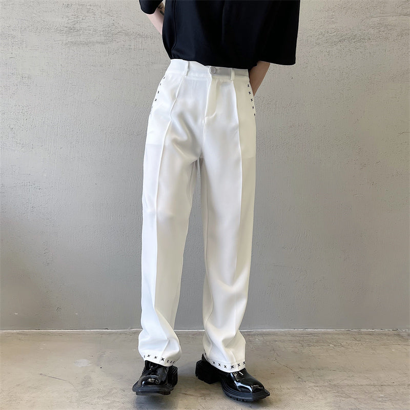 クロスステッチ デザイン ストレートパンツ